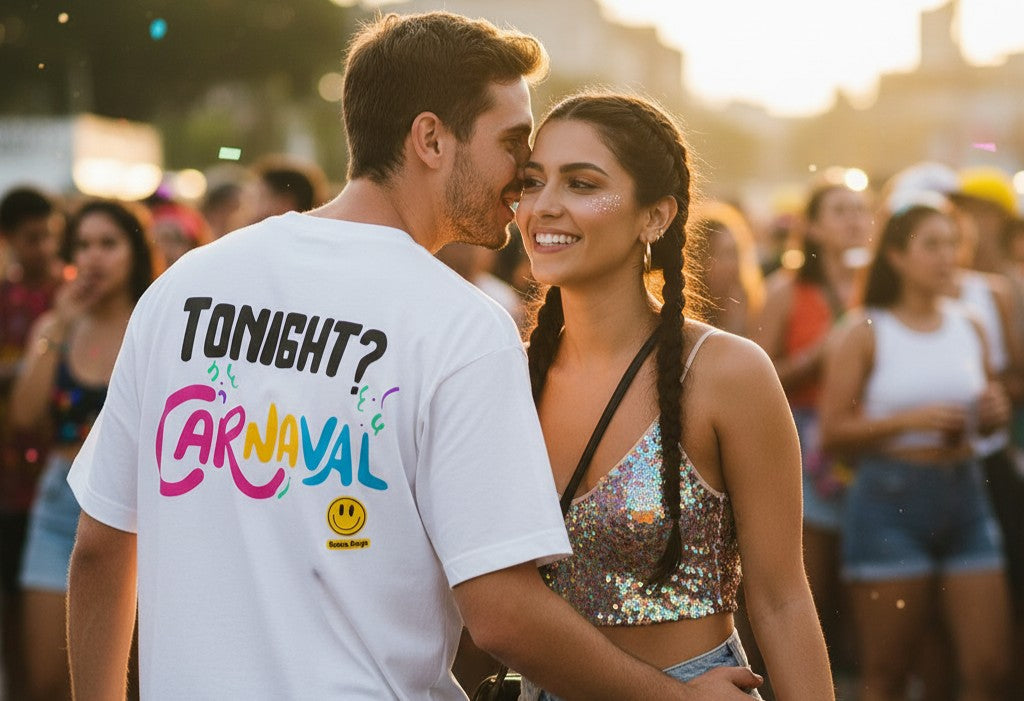 Tonight? Carnaval collection featuring a couple at a lively festival.